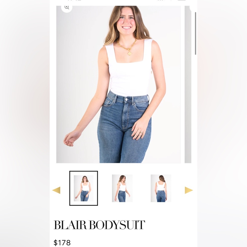 Emily McCarthy Blair White Square Neck Bodysuit